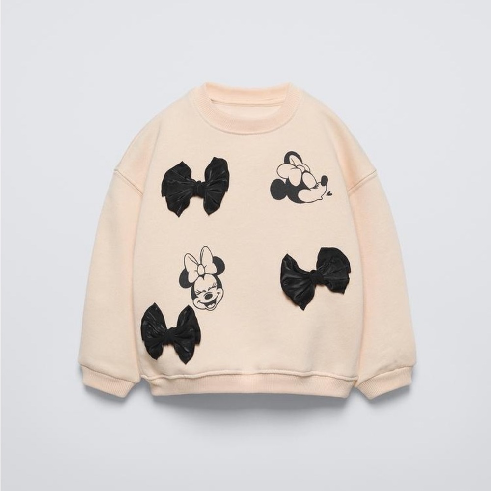 Zara x Disney Minnie Mouse Black and Cream Sweatshirt with Bows
